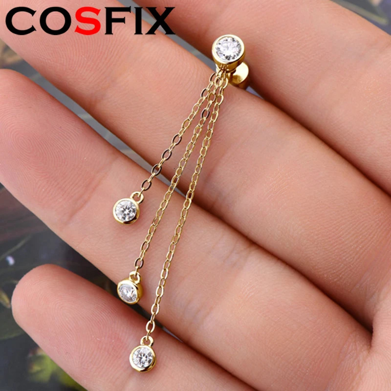Round Cut BlackMoissanite Womens Tassel Earrings Trend Womens Earrings 925 Silver Yellow Full Medium Silica Jewelry 241205