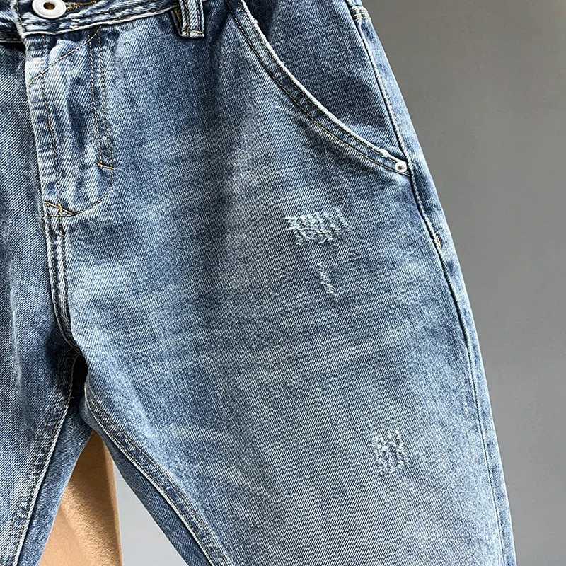 New durable jeans mens clothing luggage personality tapered casual pants streetwear hip-hop retro blue denim Trousers mens fashion brand W241205