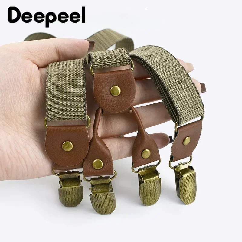 25cm Retro Elastic Mens Suspenders Unisex 4 Clips YType Stripe Strong Strap Wide Braces Male Jockstrap Casual Suspender 241122