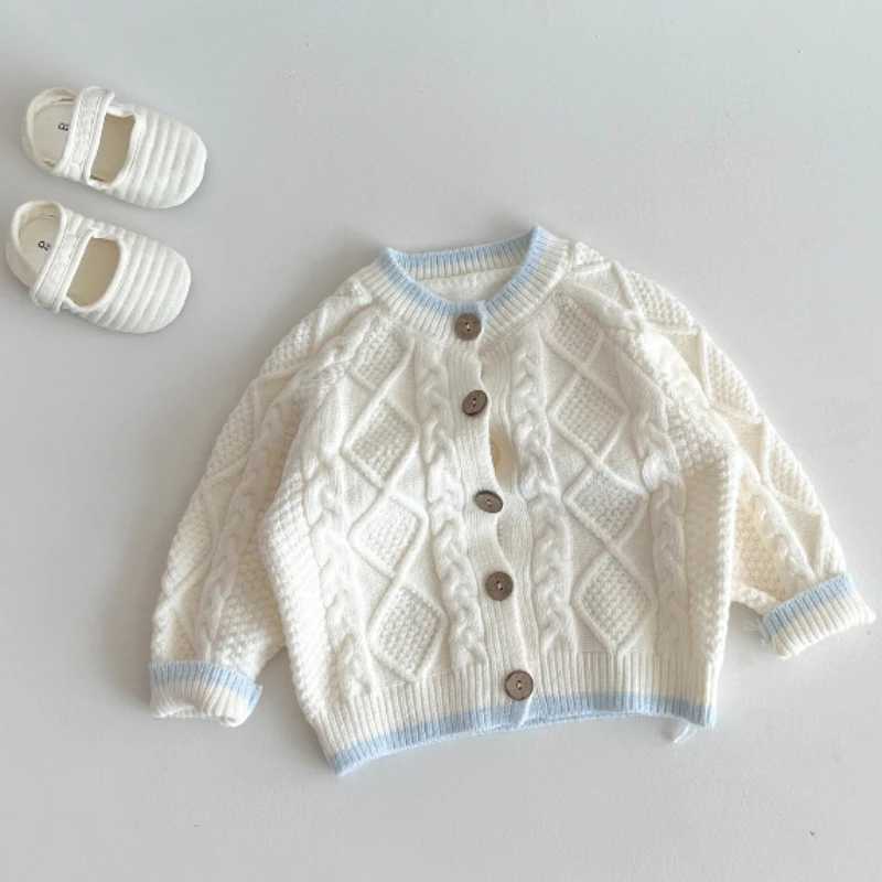Korean version of girls spring and summer knitted cardigan 2024 childrens sweater thick coat childrens clothing baby boy sweater W241205
