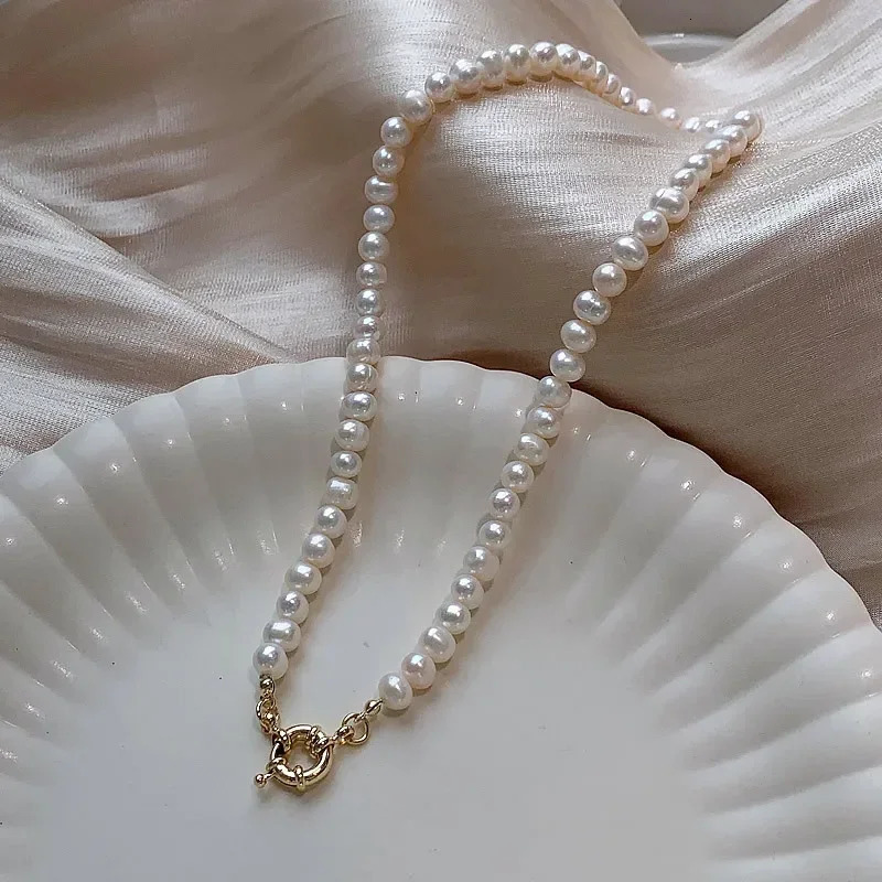 High quality natural freshwater pearls with 14K gold filling womens bead chains necklaces promotional jewelry gifts 241205
