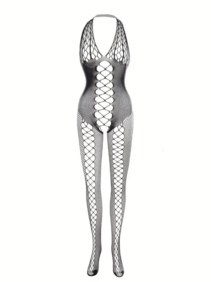 4 sets Sexy Fishnet Bodystocking with Open Crotch and Jacquard Womens Lingerie and Underwear Erotic Costumes Catsuit SM 241205