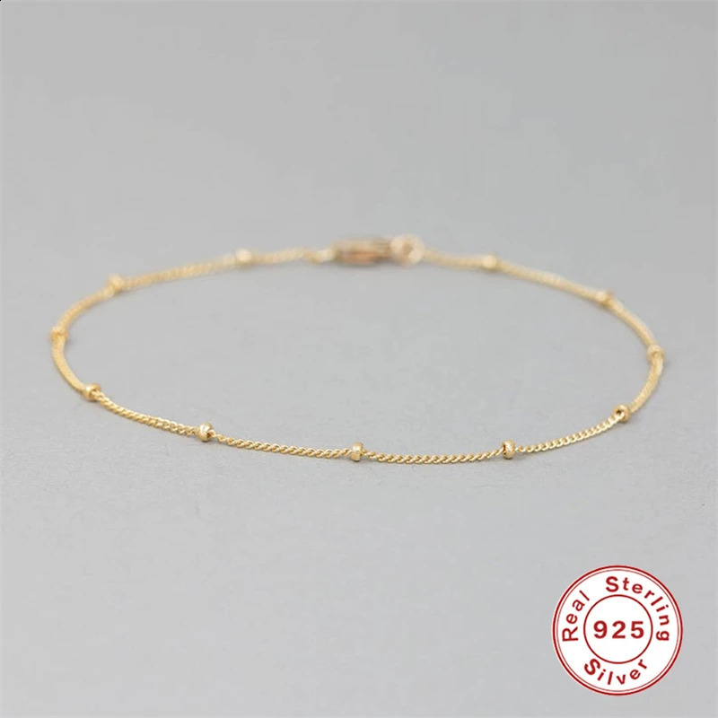 Aide 925 Sterling Silver Minimalist Small Beads Thin Chain Bracelets For Women Rose Red Gold Bracelet Party Jewelry Accessories 241122