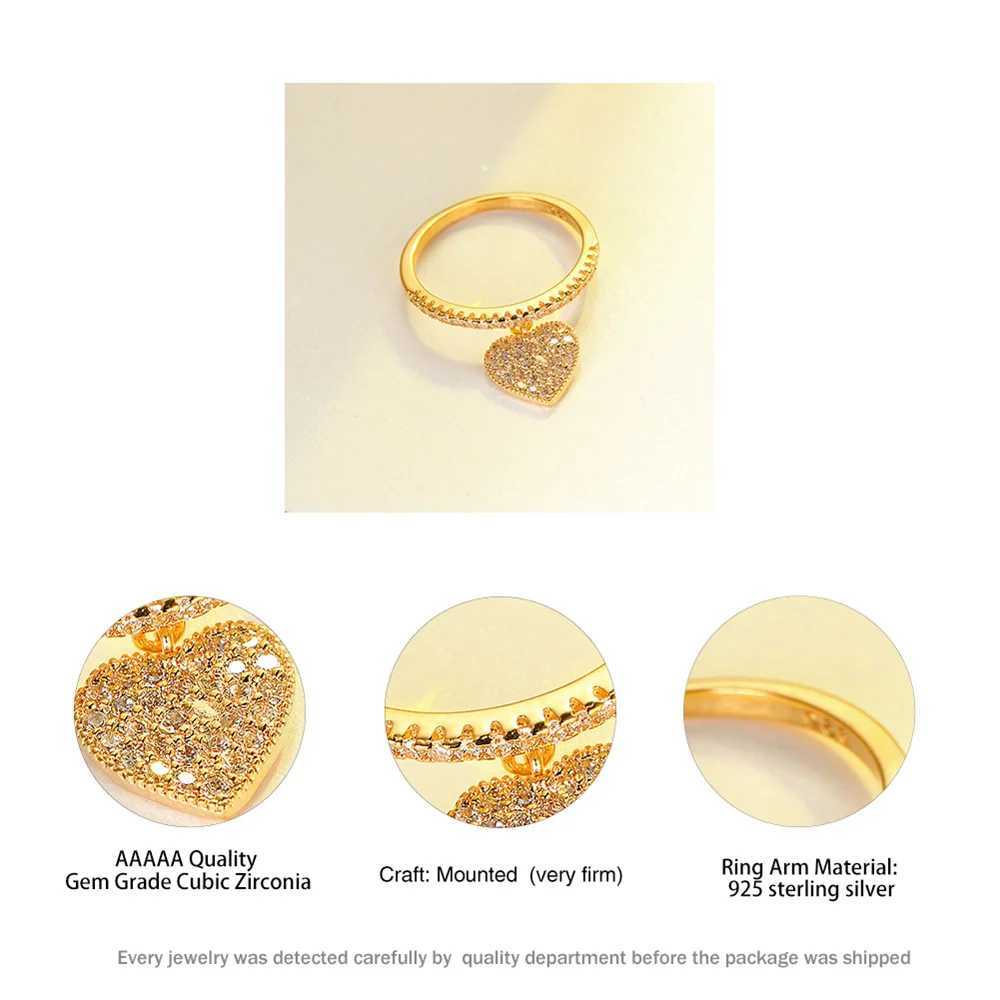 Luxury crystal white zircon heart-shaped ring suitable for women vintage gold wedding ring engagement jewelry mothers gift W241205
