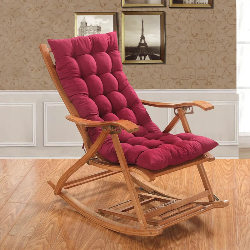 Four season thick bench cushion rocking chair solid color thick outdoor garden lounge chair 241205