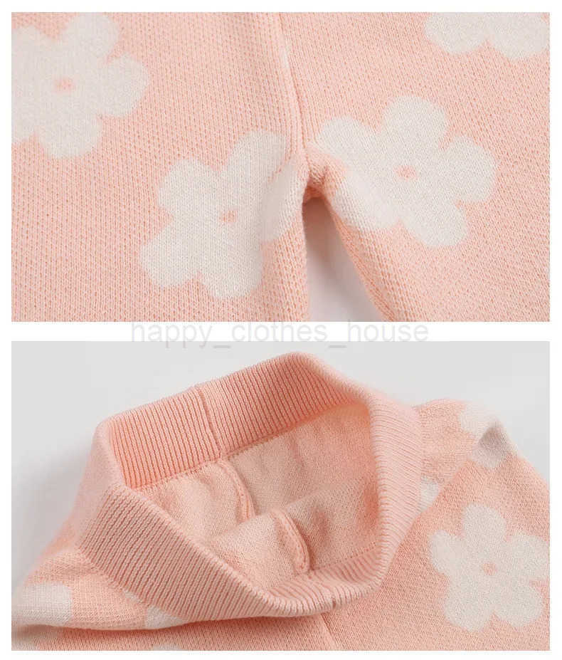 4410 Buy 2pcs Wholesale Baby Sweater Set 2024 Autumn New Cotton Baby Knitted Sweater Suit Flower Sweater +Pant Two-piece SuitXJ241205