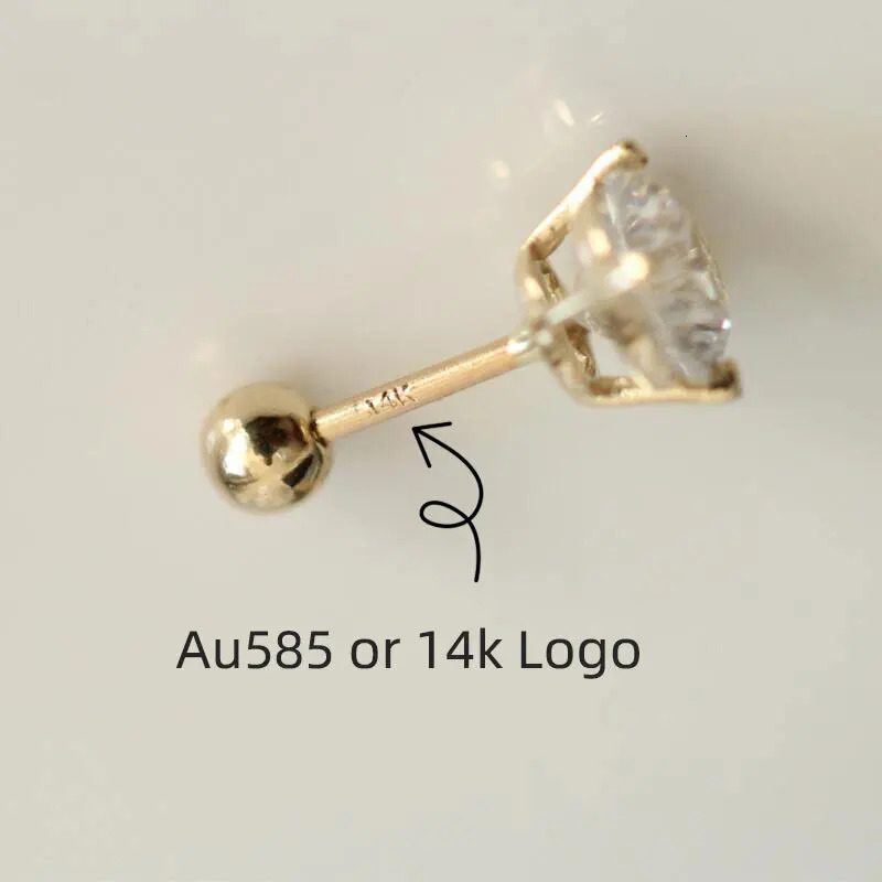 GOLD Tutu 14K gold inlaid shiny zircon mini four claw six claw female screw kj2162 241205