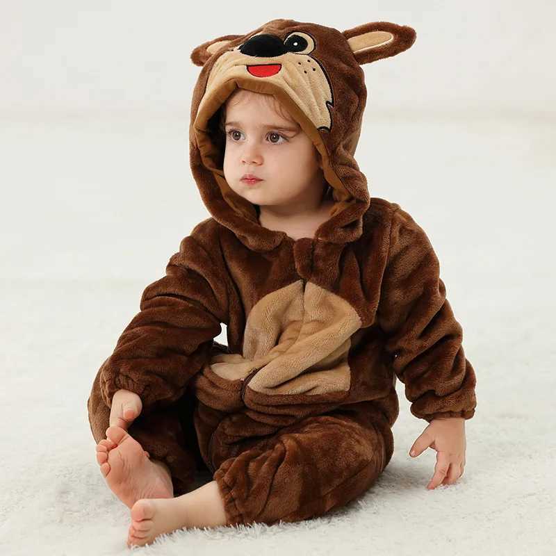 Pajamas Kangaroon Romper Baby Jumpsuit Boy Girl Winter Outfit Toddler Halloween Animal Suit Kids Onesie Festival Party Bebe Clothes H241205