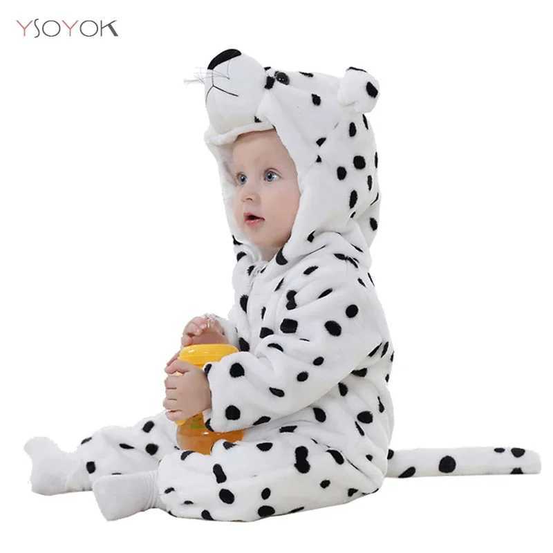Pajamas Baby Rompers Tiger Girls Clothes New Born Baby Cartoon Pajamas Winter Animal Flannel Outfits Toddler Costume Baby Boys Jumpsuits H241205