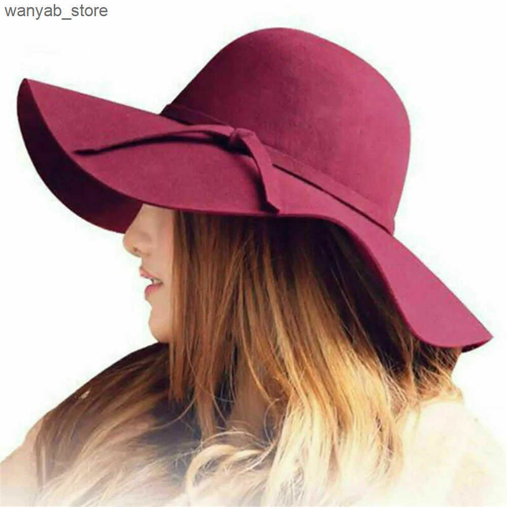 Cloches New Autumn Winter Womens Bowling Hat Elegant Soft Retro Felt Fedoras Fashion Solid Womens Soft Hat Wide Dome Hat L240910