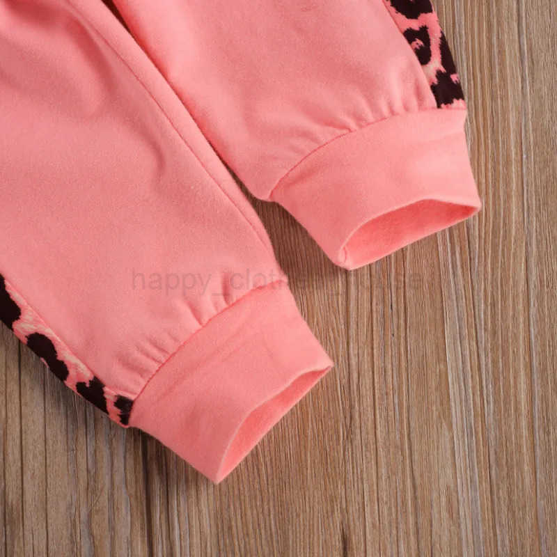 Infant Newborn Baby Girl Clothes Autumn 2023 3PCS Sets Leopard Letter Hooded Sweatshirt Pants Outfit Baby Tracksuit Set SpringXJ241205