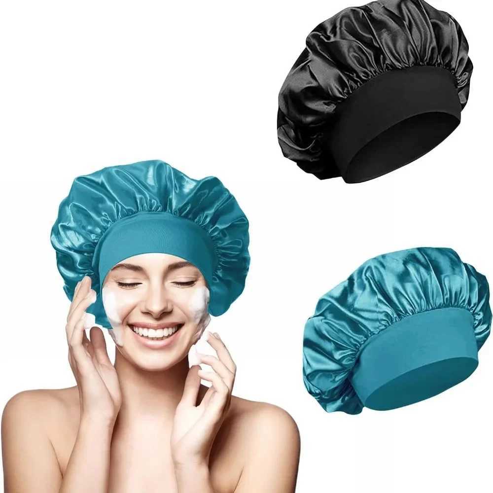 Solid Satin Bonnet Hair Wr Elastic Narrow Head Tie Silk Band Edge Bathroom Wr Shower C for Sleeping Women Shower Hair CareXJ241205