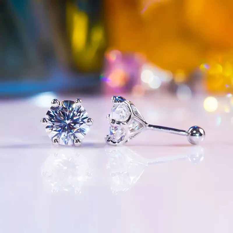 NKHOG Real 2 carat 8mm earrings for female threaded earrings 925 sterling silver jewelry pass diamond testing 241205