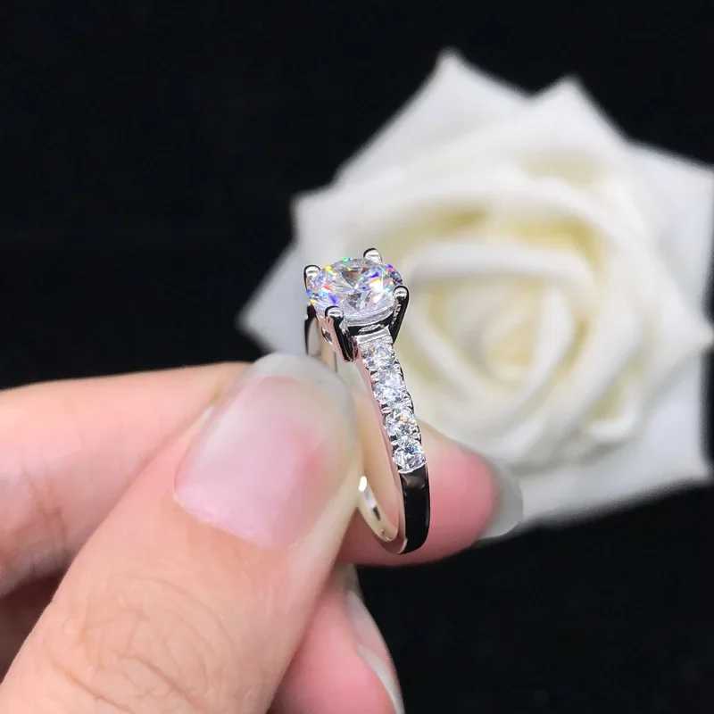 Solid white gold PT950 white gold 14Kmoissanite diamond ring 1 carat wedding recommended diamond ring CLS simple fine-tuning W241205