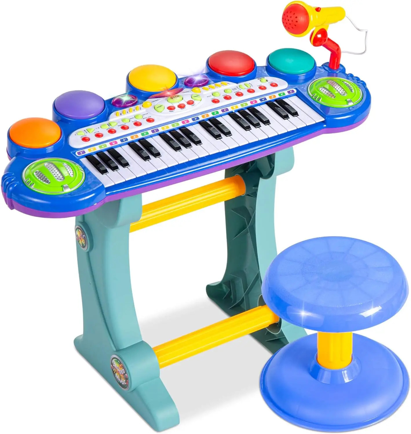 Choice Products 37-Key Kids Electronic Musical Instrument Piano Learning Toy Keyboard w/Multiple Sounds Lights Microphone 241204