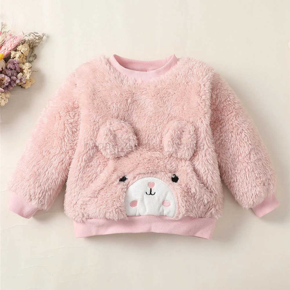 0-3Years Baby Girl Clothes Set Cute Bear O-neck Long Sleeve Top+Thick Pants Autumn Winter Warm Clothing Outfit for Toddler GirlXJ241205