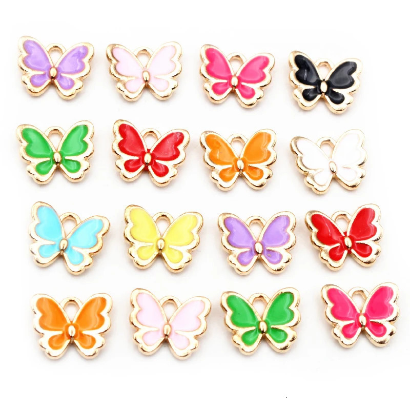 20pcs 10x1m Lovely Butterfly Charms Pendant Enamel Small Alloy DIY Jewelry Making Accessories for Necklace Bracelet 241122