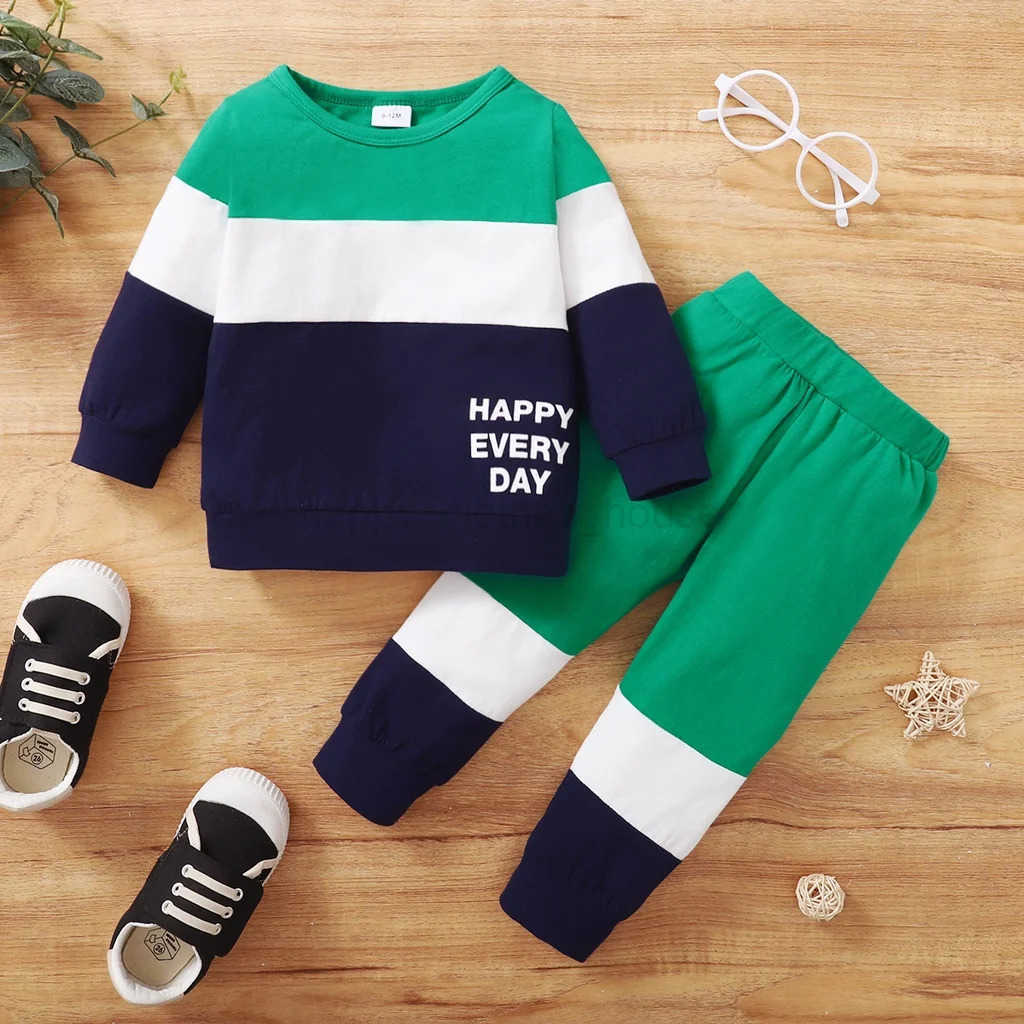 Newborn 0-2 Years Baby Boy Suit 2PCS Clothes Print Long Sleeve T-shirt Top + Long Pant Set Sport Casual Autumn Outfit ClothingXJ241205