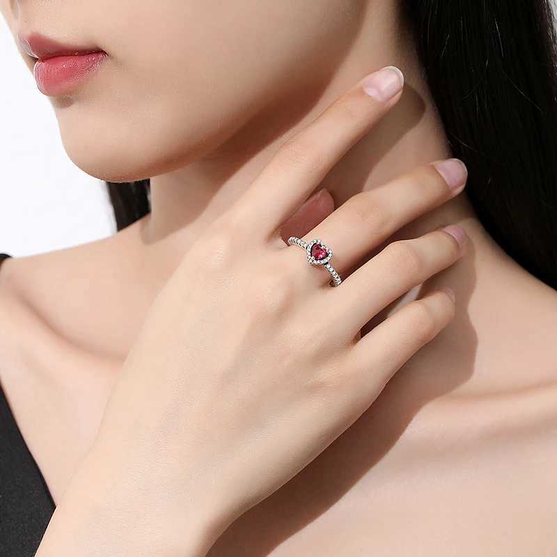 Original 925 sterling silver ring womens heart-shaped crown crystal rose gold engagement ring wedding stacking ring jewelry gift W241205