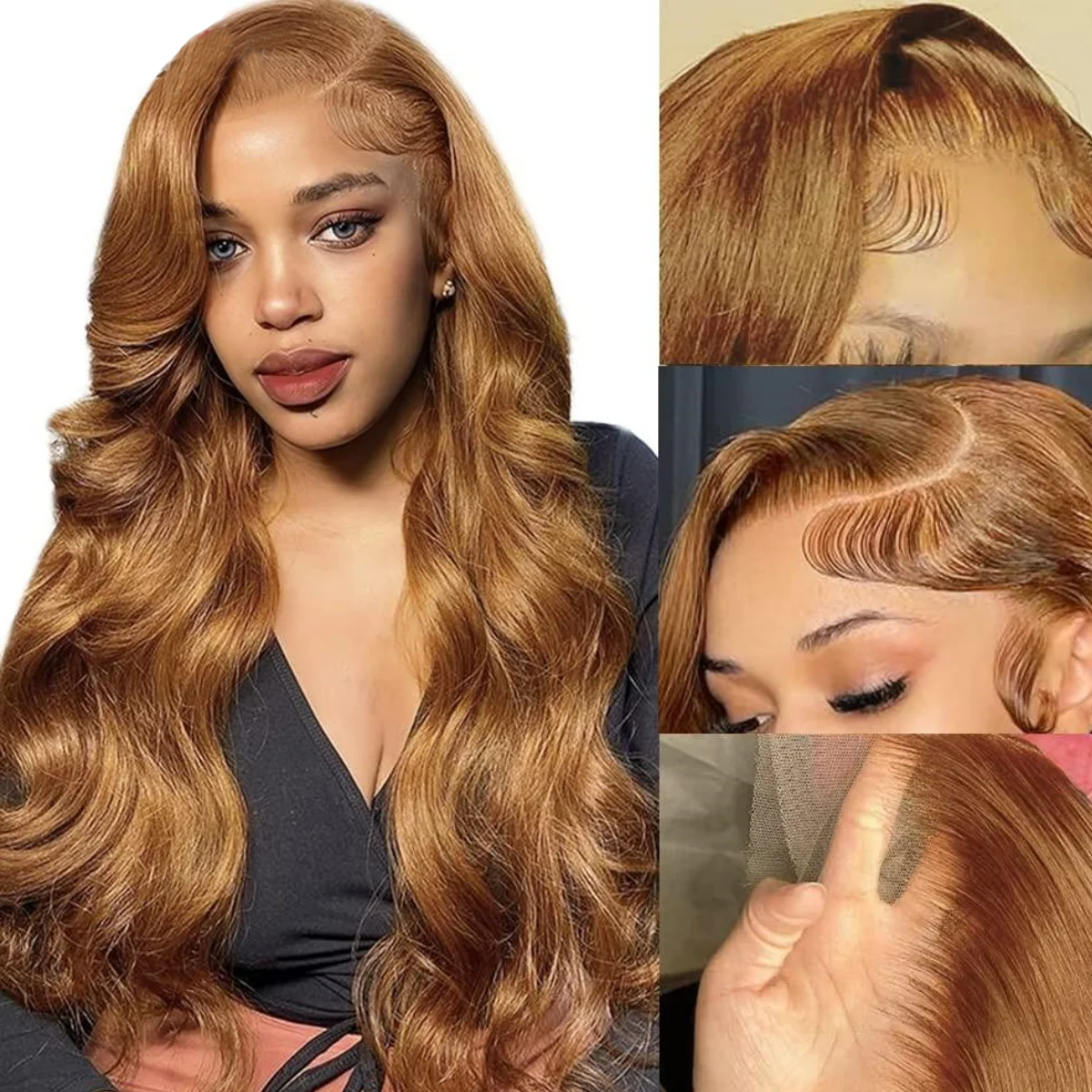 Deep Blonde Hair Body Wave Lace Frontal Wig Simulation Human Hair Wigs 13x4 HD Glueless Preplucked Wigs Transparent Lace Front Ready To Wear 250 Densi
