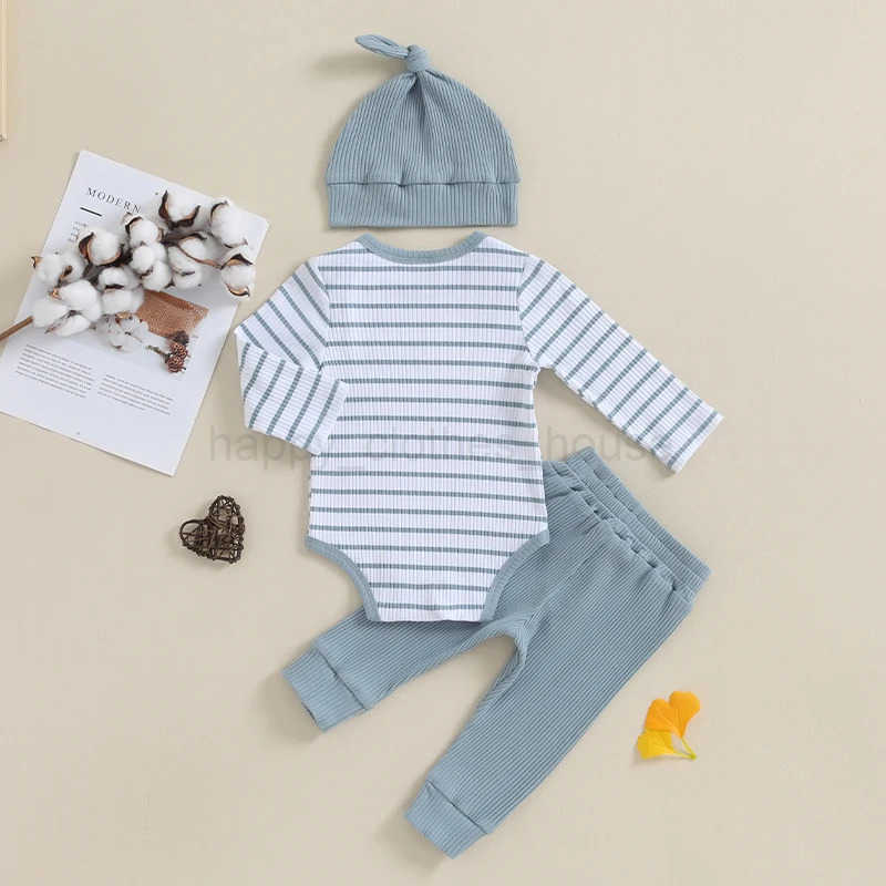 Infant Newborn Boy Cotton Clothing Set Stripe Romper Pant 3 6 9 12 18 Months Baby Boy OutfitsXJ241205