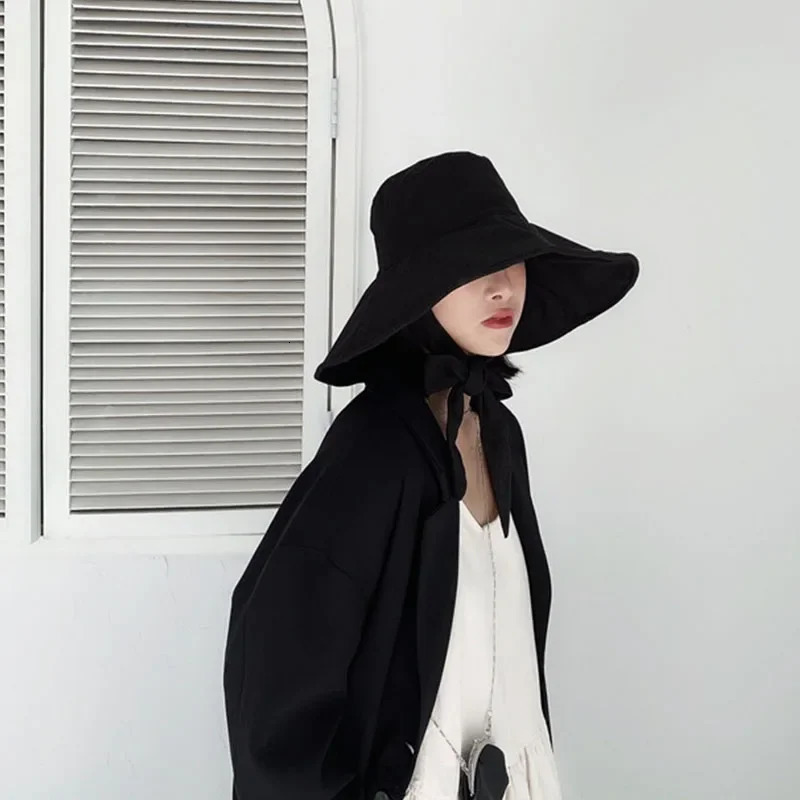 Wide Brim UPF 50Sun Hat Womens Folding UV Protection Bucket Hat Sunscreen Cotton Beach Versatile Hat Fishermans Cat 241205
