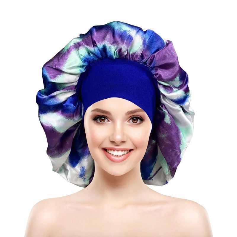 Women Sleeping Hat Night Sleep C Hair Care Bonnet Nightc Color Satin Printing Hair C Chemo Hat for Washing Face Make-upXJ241205