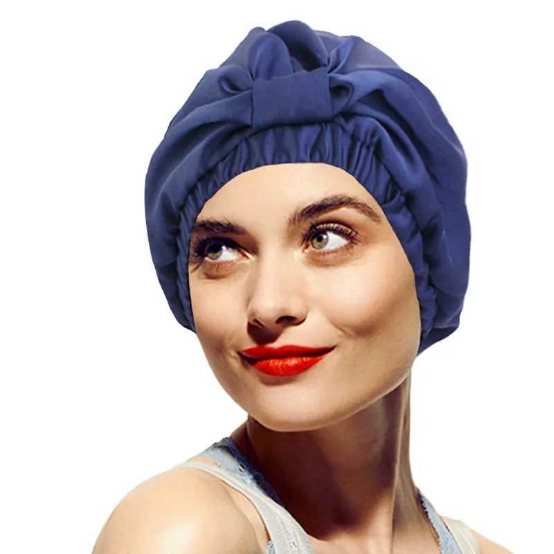 Silk Satin Sleep C Women Tuan Elastic Head Scarf Hair Care Night Hat Chemo Cs Sleeping Bonnet Beanie Heaear SolidXJ241205