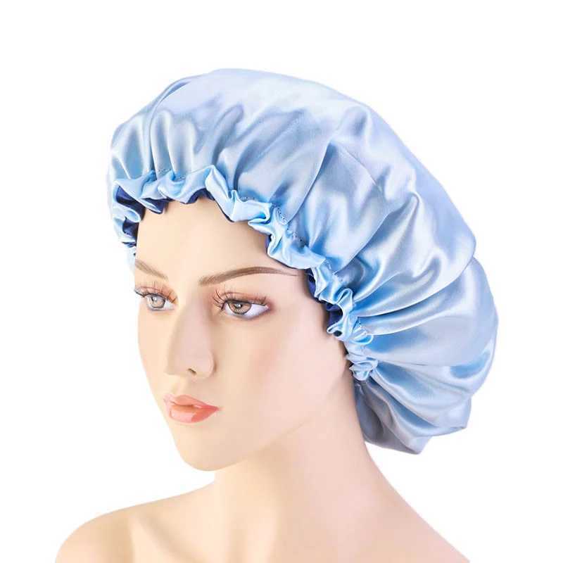 Adjustable Size Silk Bonnet Night Sleep C for Woman Soft Satin Shower C Wash Face Makeup Protects Hair Keep Hydrated HatXJ241205