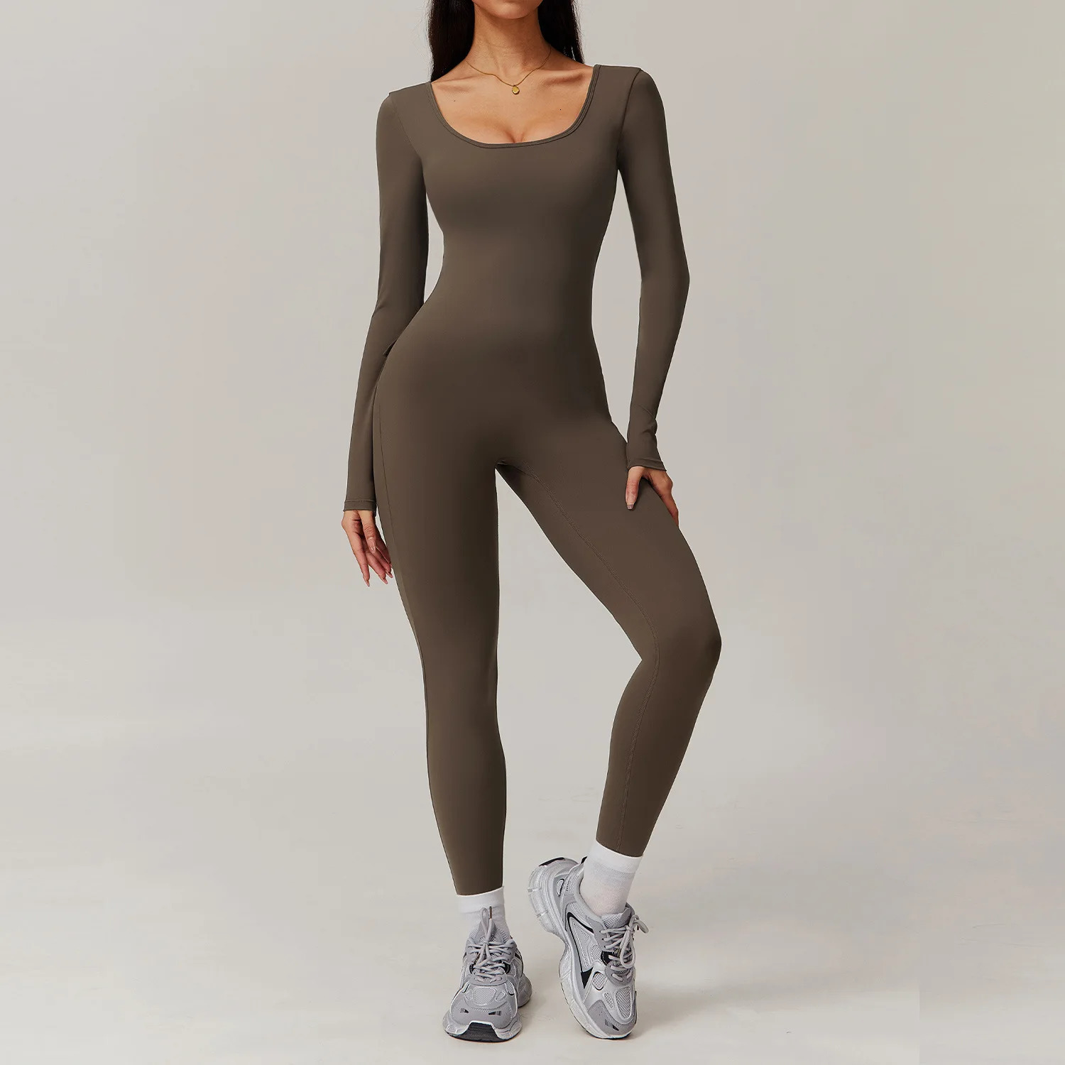 Gym Set Yoga Jumpsuit Women Training Yoga Clothes Sports Rompers Sportswear Long Sleeve One-Piece Fitness Bodysuit Tracksuits 241204