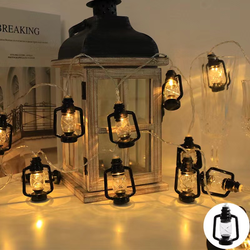 Outdoor Decoration Vintage Kerosene Bottle Lights Tent Canopy Decoration Camp Setup Colourful Light String