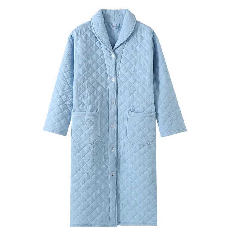 2024 autumn winter womens warm cotton with padded robe womens bathroom long Sve dress simple dress W241204