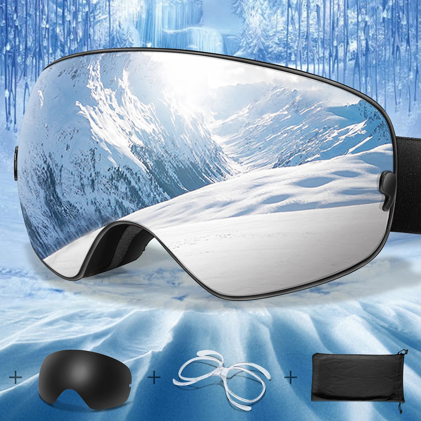 Men Women Outdoor Sports Ski goggles Anti-fog Snowboarding Snowmobile Glasses UV400 Charngeable Lens Teen Charistmas Cycling 241204