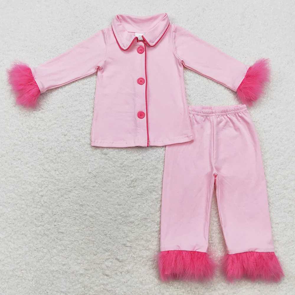 Pajamas New Fashion Kids Designer Clothes Girls Christmas Santa Claus Fur Long Sleeve Tops Pants Sets Toddler Baby Girls Pajamas Outfits H241205