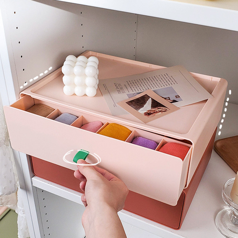 Underwear Storage Box Socks Panty Box Divider Drawer Kids Put Shorts Clothes Pants Bra 3 in 1