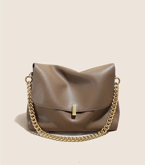 Large Cow Flap Shoulder Chain Bag Solid Genuine Leather Female Crossbody Handbag Messenger Bags Genuine Leather BagVoyage