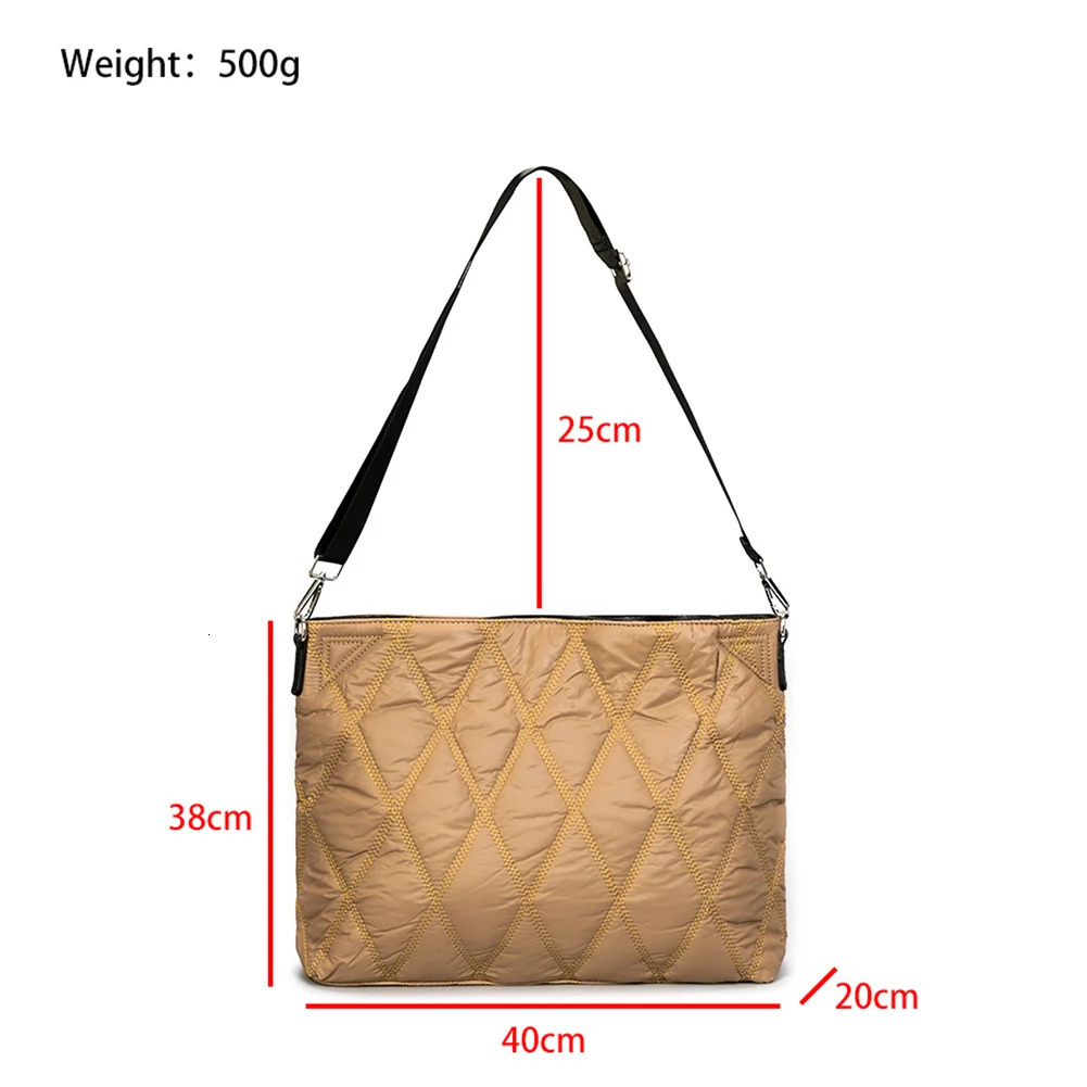 Rhombic Lattice CottonPadded Bag Elegant Autumn Winter Down Jackets Simple Fashion Warm Nylon Portable for Party Shopping 241204