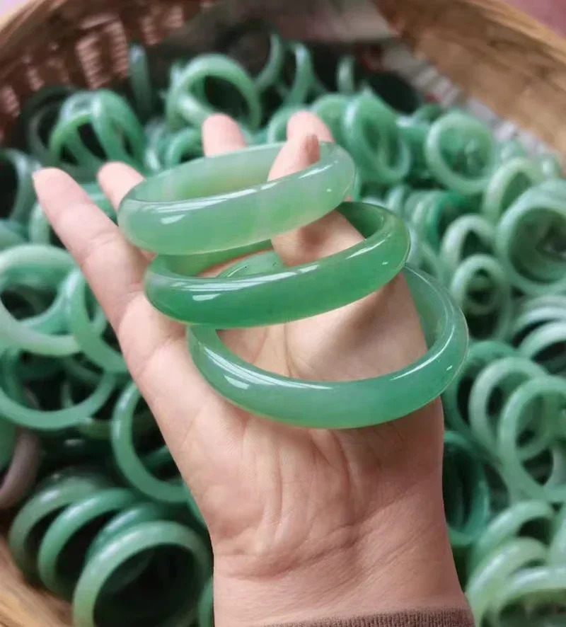 Natural jadeite bracelet ice glutinous seed dark green floating light sunny green jade bracelet jade bangle high quality 241204