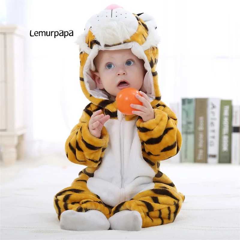 Pajamas 0-4 Year Baby Kawaii Romper Boy Girl Kigurumis Onesie Winter Warm Cozy Suit Animal Cow Costume Home Jumpsuit Child Funny Clothes H241205