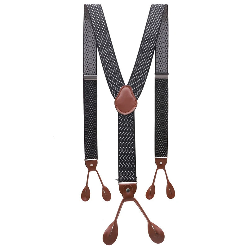 Unisex Vintage Suspenders Men Braces Adjustable 6 Button Suspender Elastic YShape Strap Pants Trousers Brown Leather PU 241122