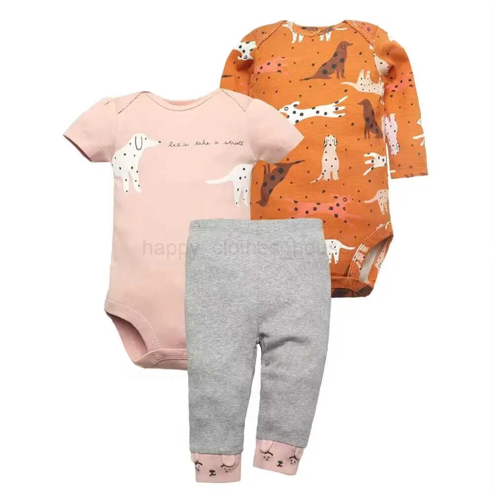 Newborn Baby Clothes Set Baby Boy Born Clothing 3PCS Bodysuit+Pants Outfit Toddler Girl Suit Infant Pajama Pure Cotton SetsXJ241205