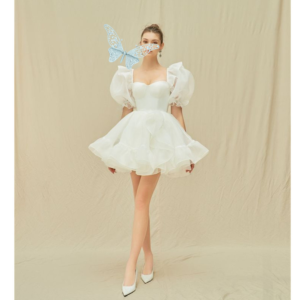 A-Line Short Wedding Party Dresses Off Shoulder Pleats Brides Party Gowns for Women Bridals Dress Customized 05