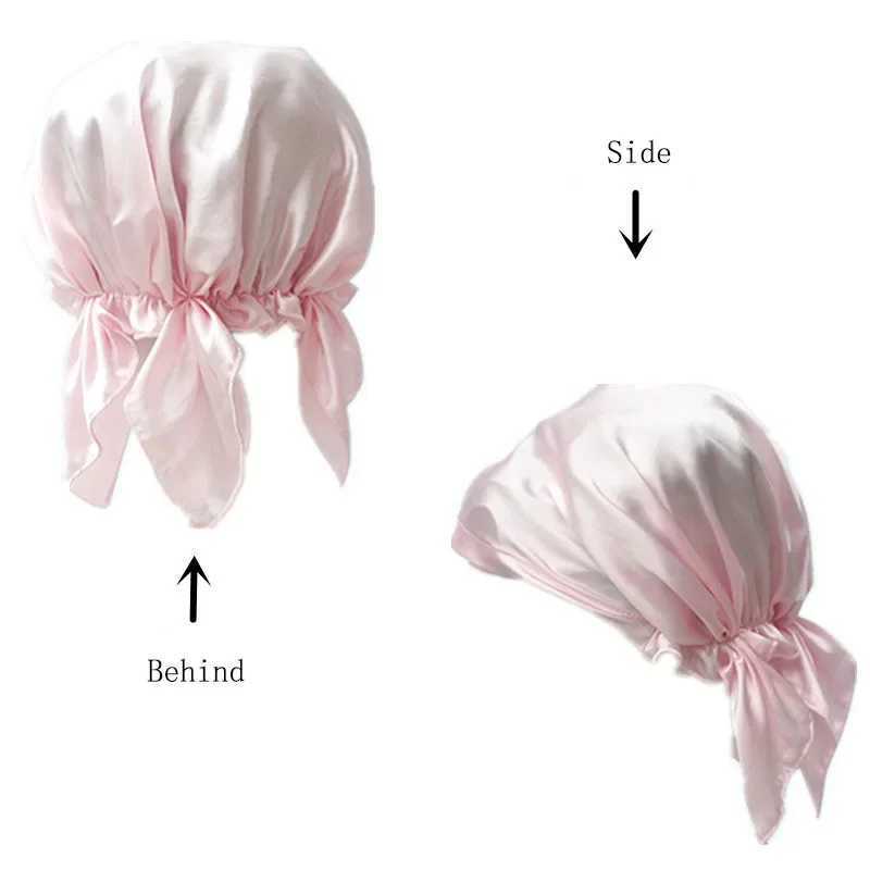 100% Natural Mulberry Silk Sleeping C Silk Shower C Nightc Housework Cooking Hair Care Bonnet Protector Hair AccoriesXJ241205