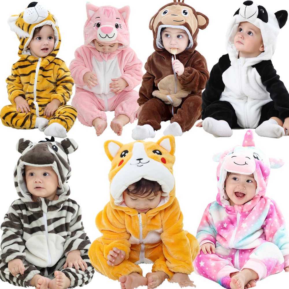 Pajamas Baby Rompers Boys Girls Flannel Kigurumi Jumpsuits Cartoon Toddler Newborn Clothes Children Pyjamas Kids Overalls ropa bebes H241205