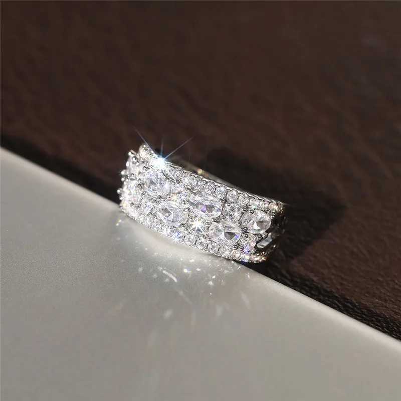925 sterling silver AAA cubic zirconia gorgeous wedding ring womens luxury crystal ring decoration party jewelry gift W241205