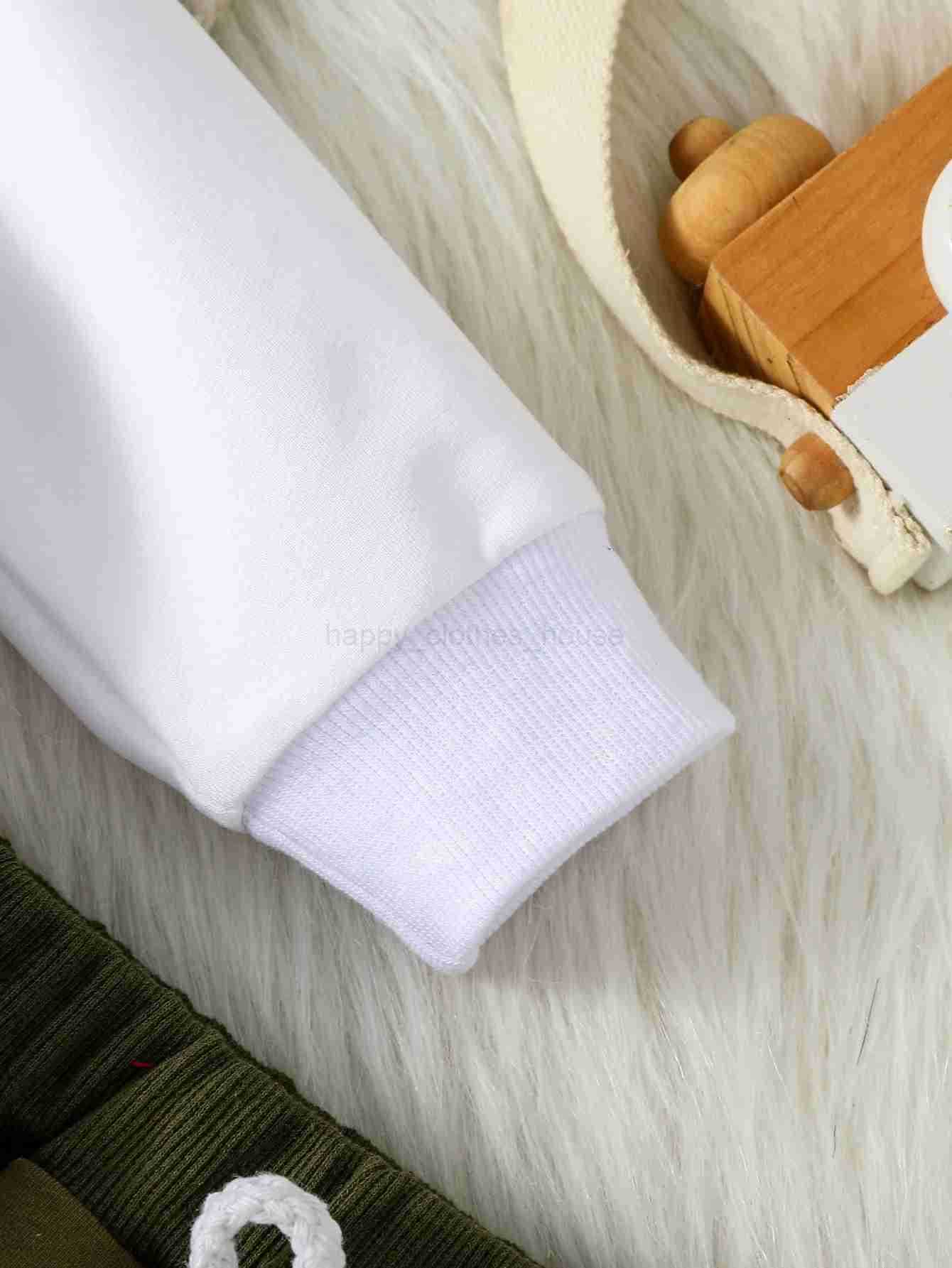 Baby Boys Long Sleeve Autumn Woven Lable Letter Sweatshirt +Pant For Cool Fashion Set 2PCSXJ241205