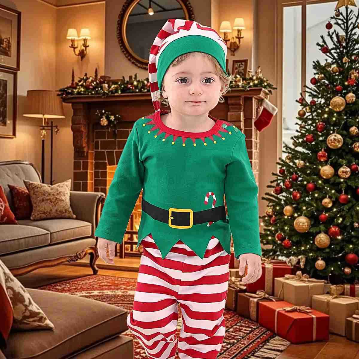 Baby Boys Christmas Clothes Set Newborn Xmas Elf Outfit Infant New Year Festival CostumeXJ241205