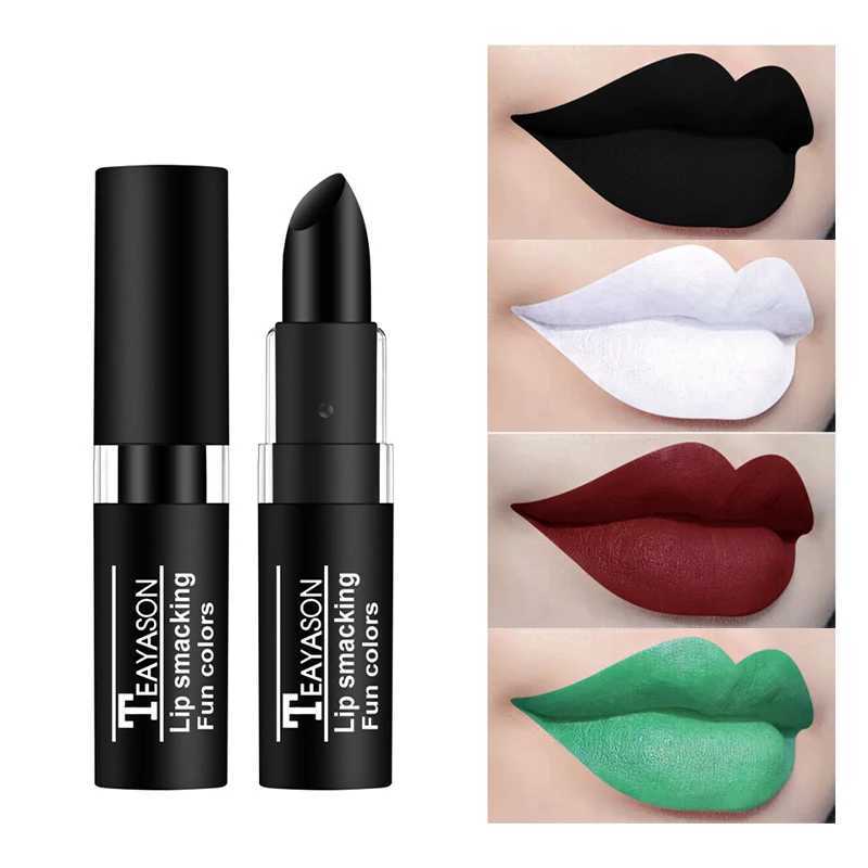 Matte Black White Lipstick Stick Base Color Palette Lasting Waterproof Ingestive Paint Green Purple Lipstick Christmas HalloweenXJ241205