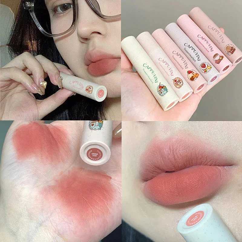 1pc Creamy Lip Gloss Cute Matte Lipstick Long Lasting Nonstick Cup Lipstick Natural Lip Makeup Nude Lipstick Cosmetic MaquillajeXJ241205