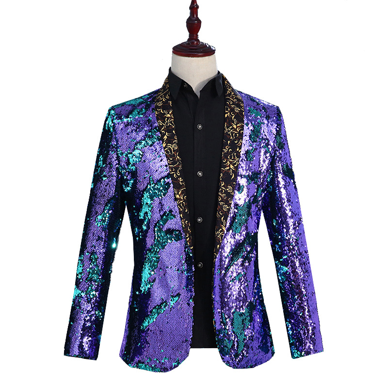 K898 Men's Gradient Sequin Suit - Performance Dress for Host Emcees & Performers